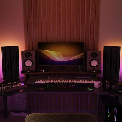 RGB LED Desktop Lamp & Acoustic Panel Stand – Gaming Room & Studio Ambiance